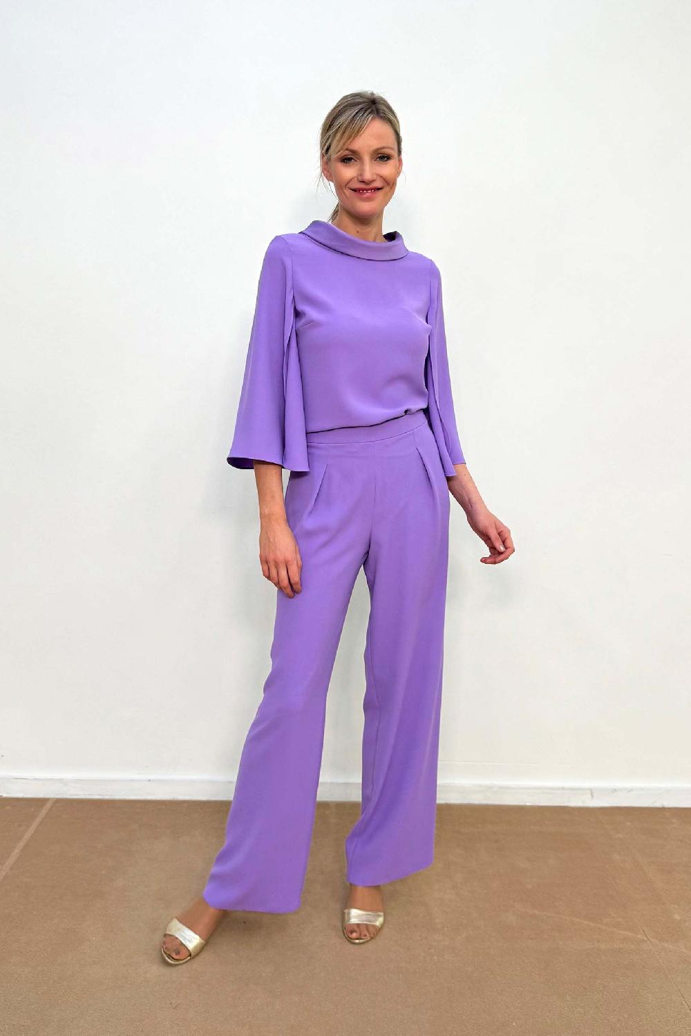 Linea Raffaelli Lilac Crêpe Satin Pantsuit