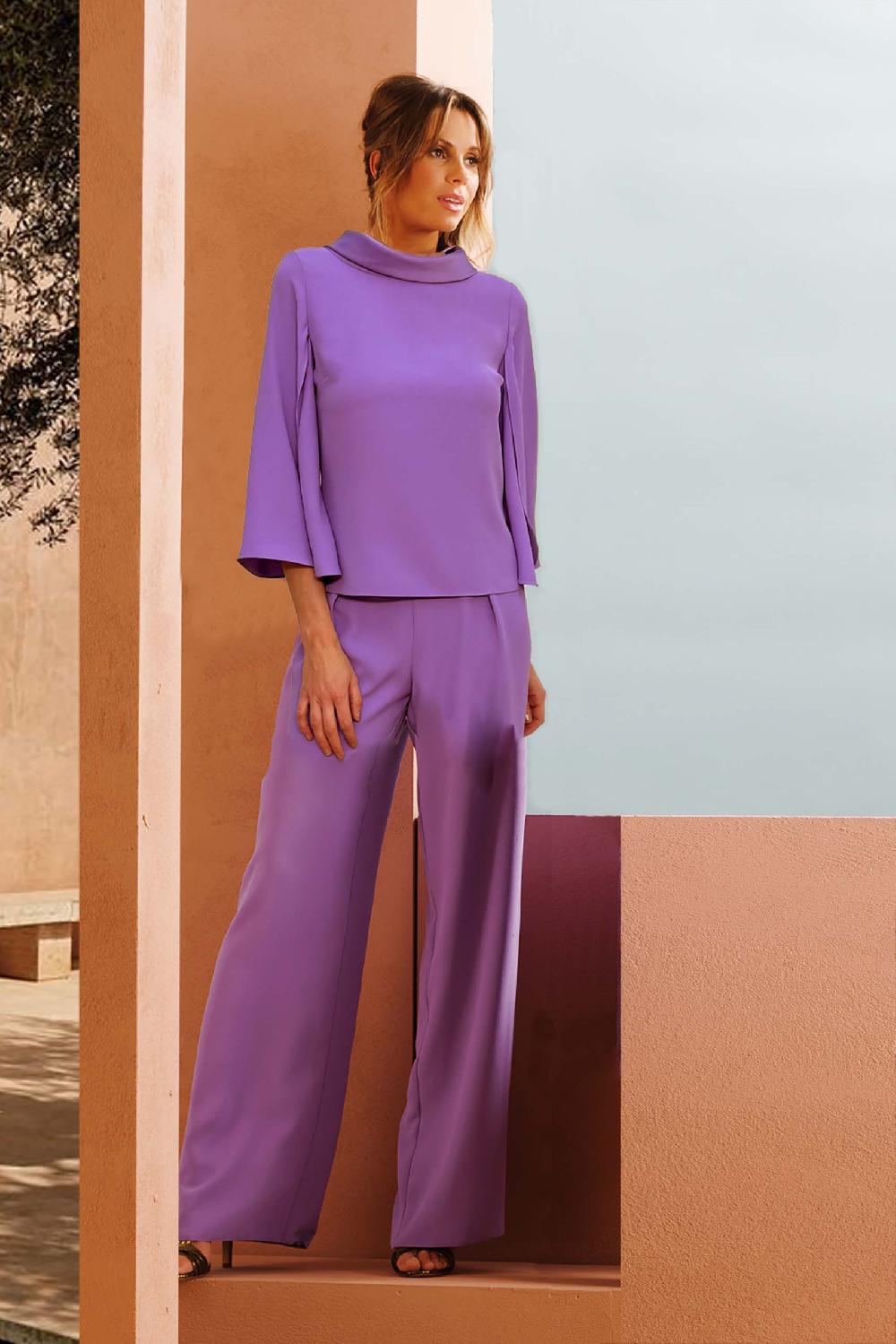 linea raffaelli Lilac crêpe satin pantsuit