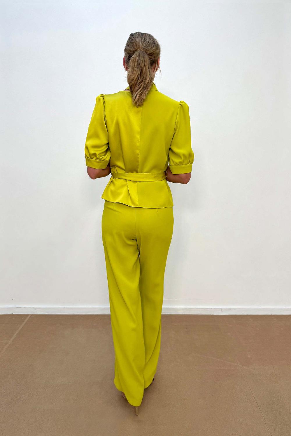 Linea Raffaelli Lime Crêpe Satin Pantsuit