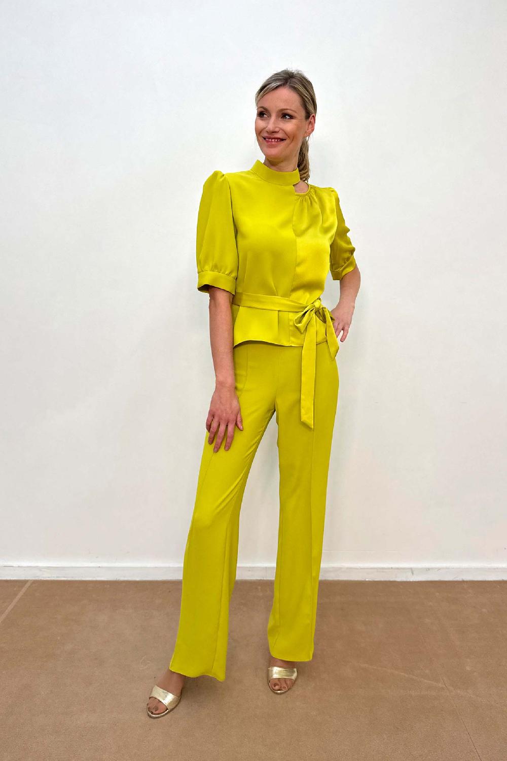 Linea Raffaelli Lime Crêpe Satin Pantsuit