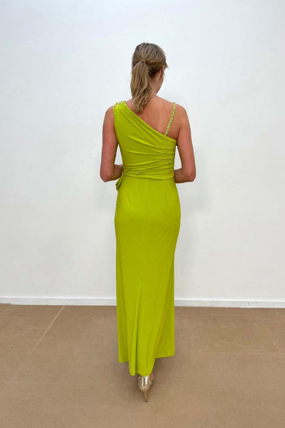 Linea Raffaelli Lime Green Evening Dress