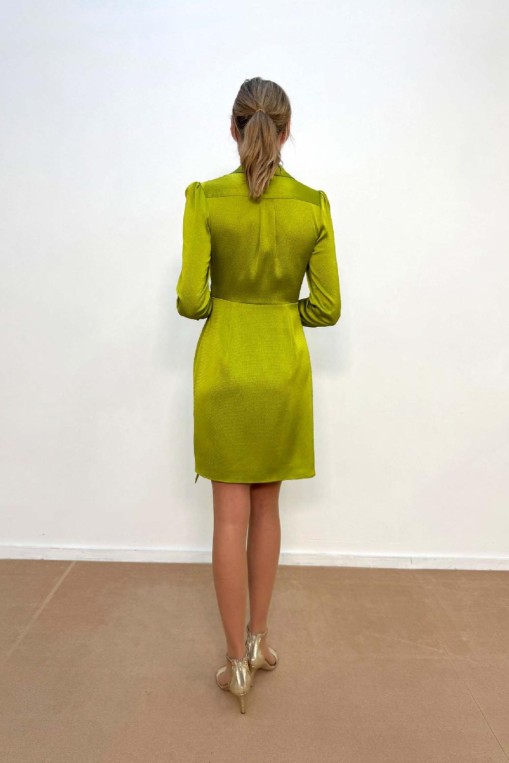 Linea Raffaelli Lime Green Wrap Dress
