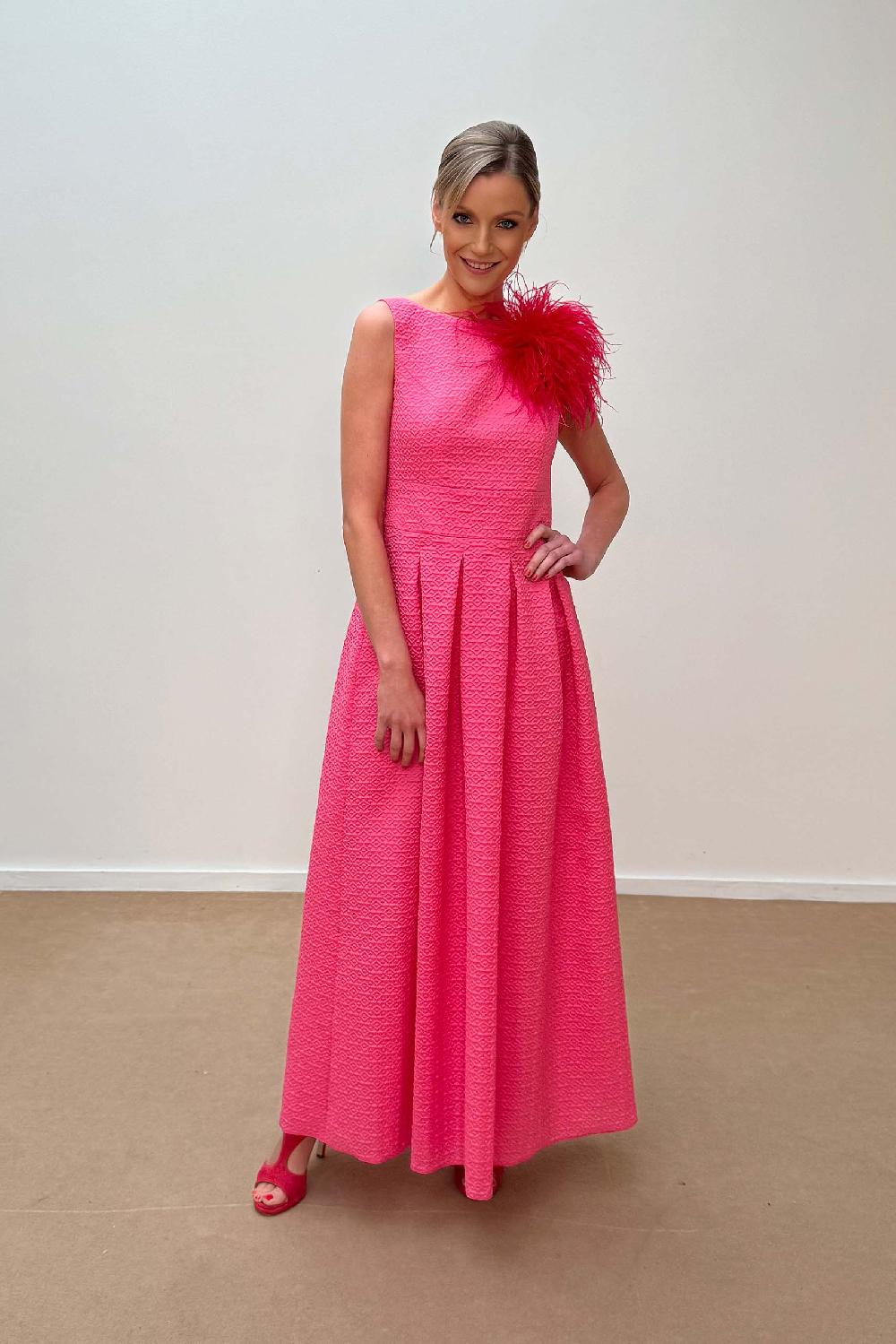 linea raffaelli Long fuchsia jacquard dress