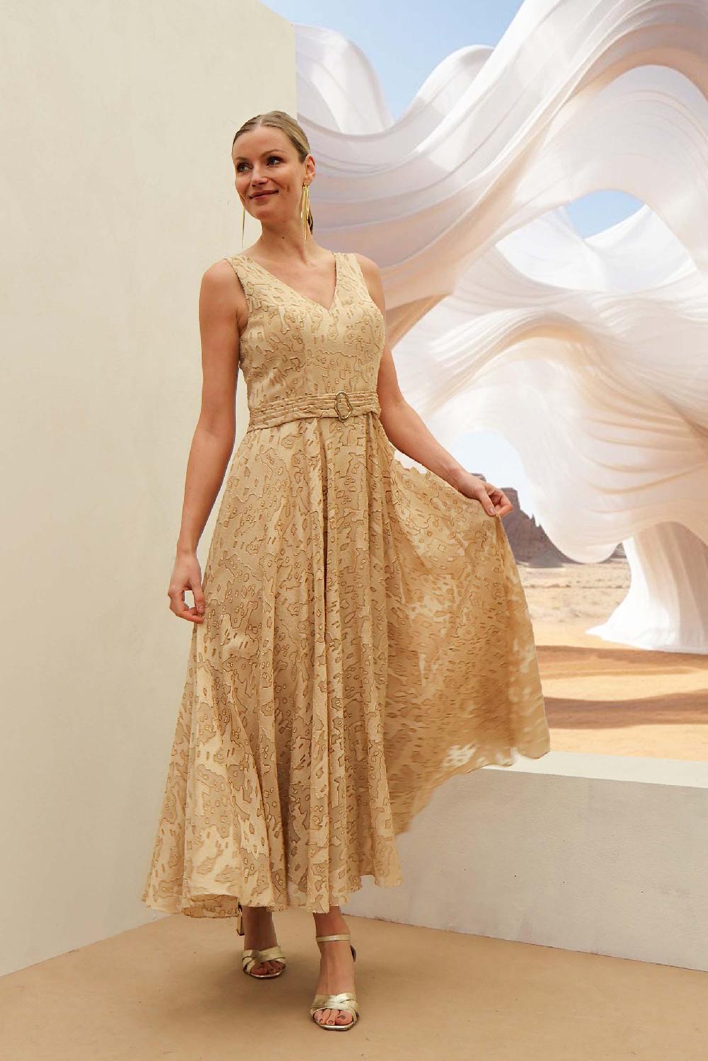 linea raffaelli Long sand a-line dress
