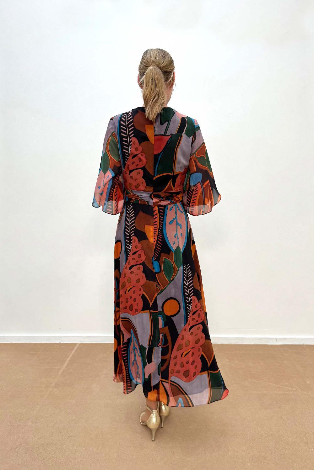 Linea Raffaelli Multi-color Chiffon Wrap Dress