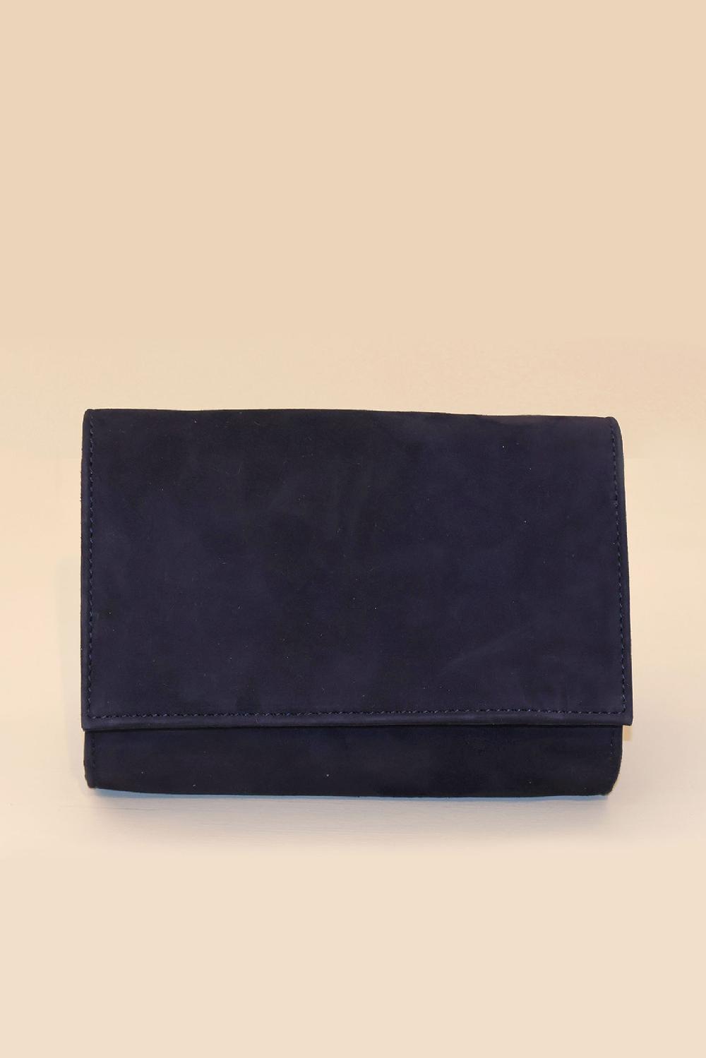 linea raffaelli Navy suéde foldover clutch