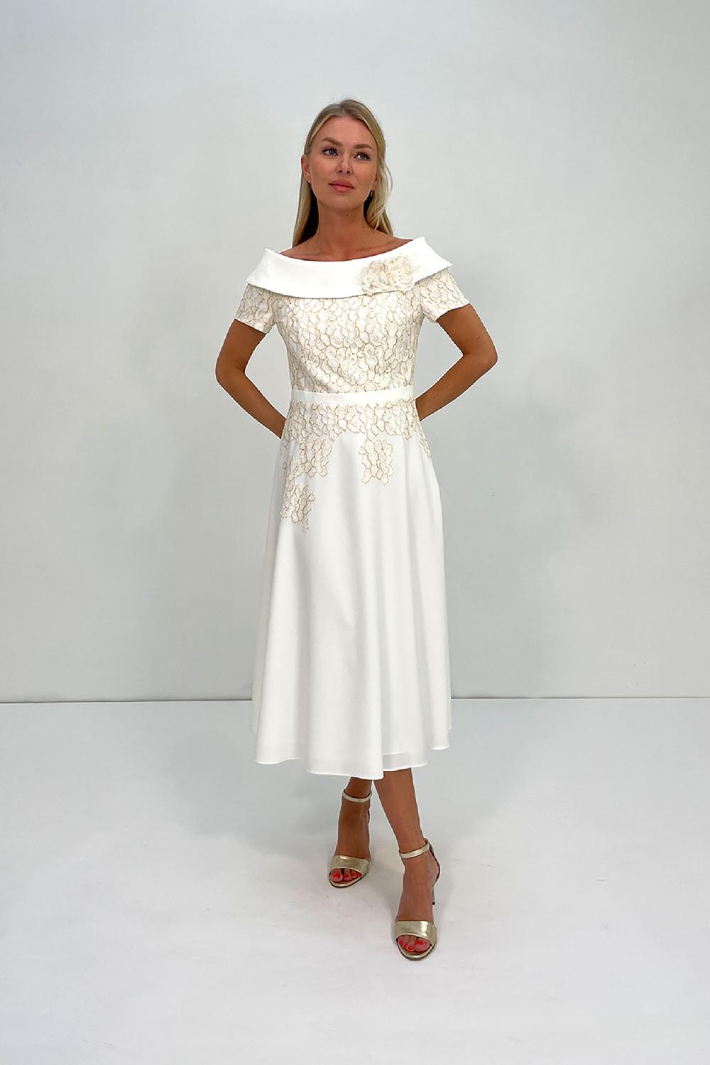 linea raffaelli Off white & gold midi dress