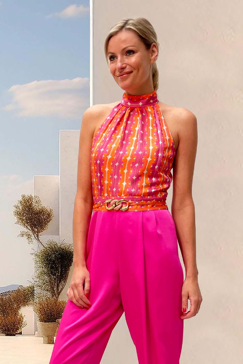 linea raffaelli Orange & fuchsia jumpsuit