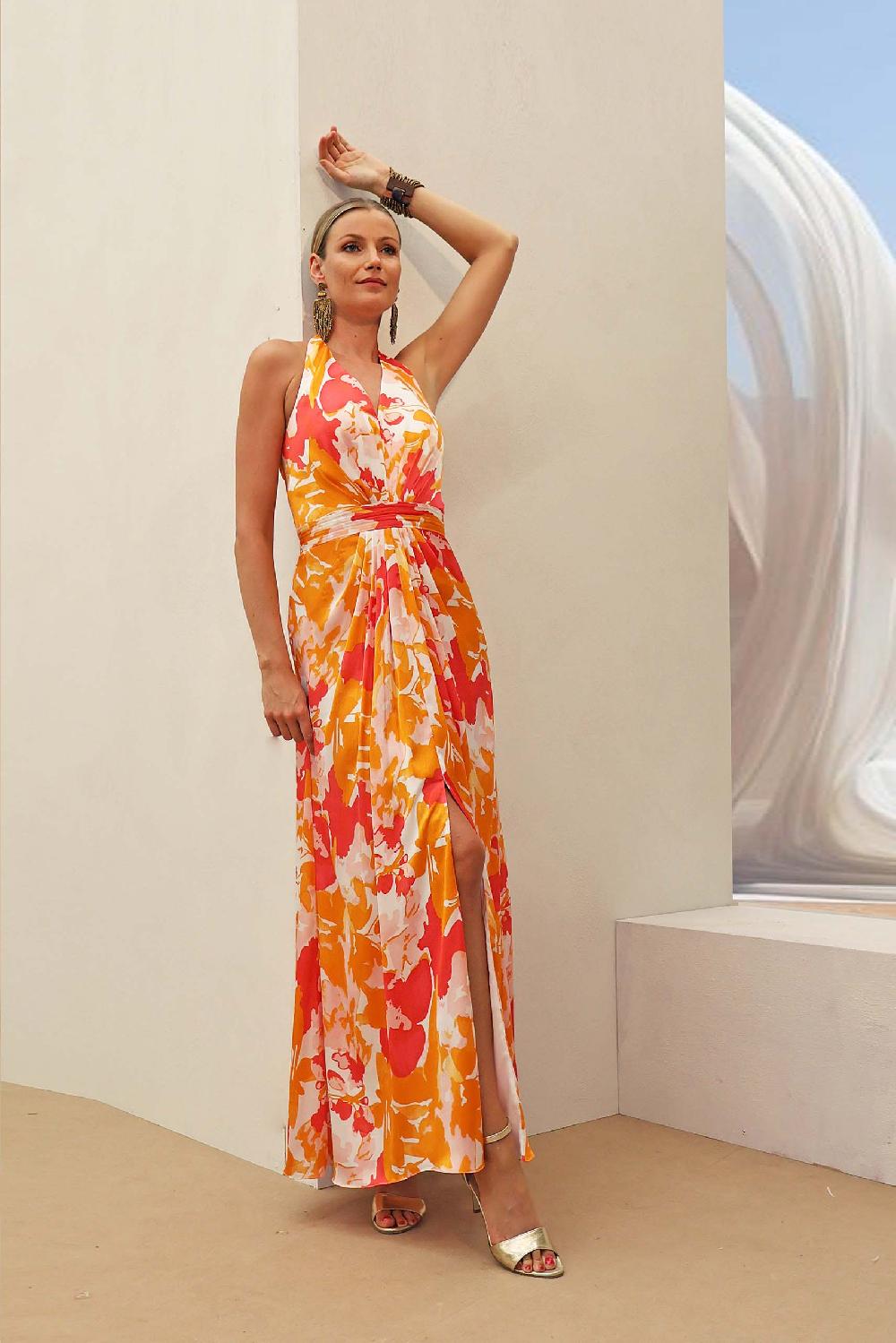 linea raffaelli Orange & red maxi dress