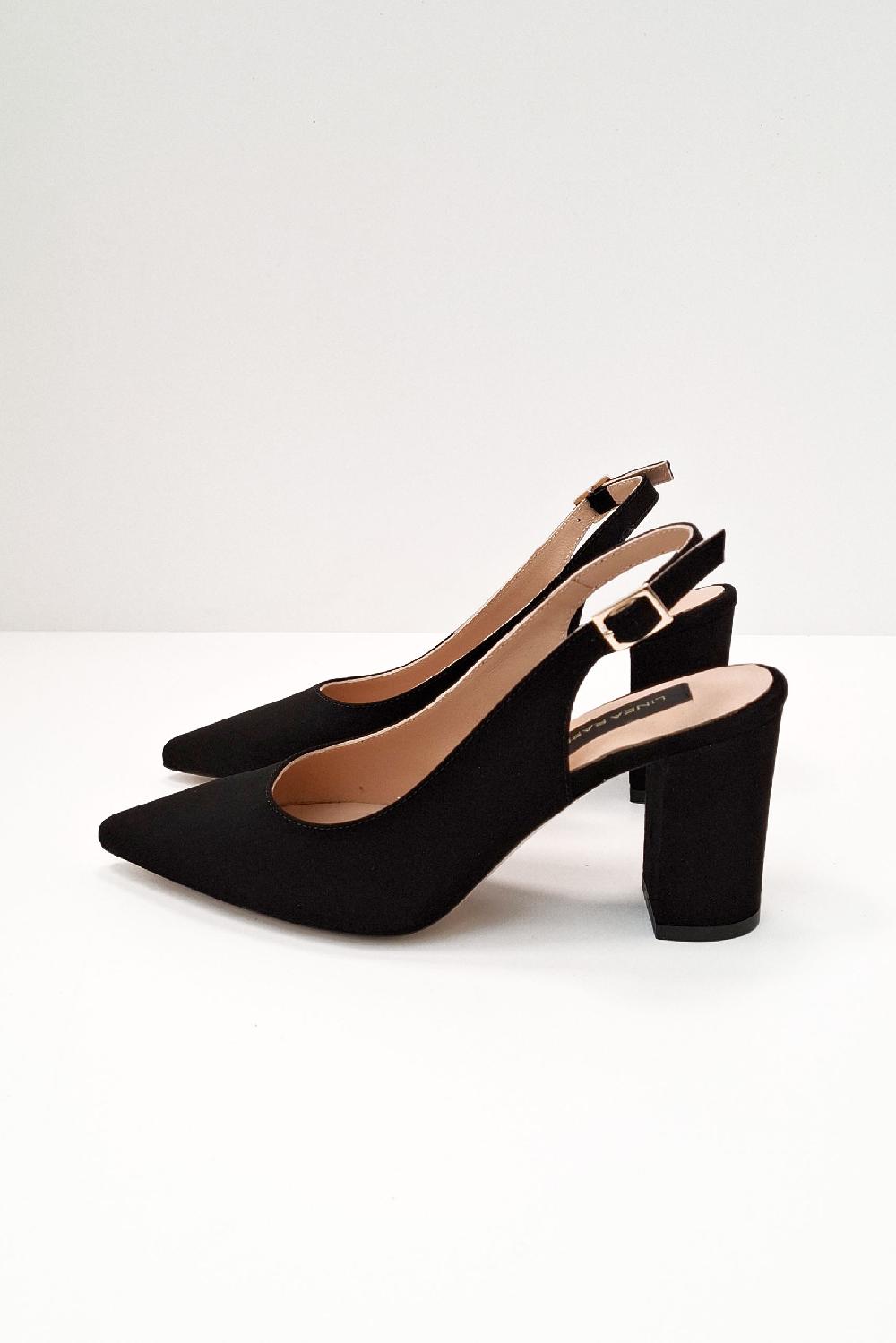 linea raffaelli Pointed black suède slingbacks