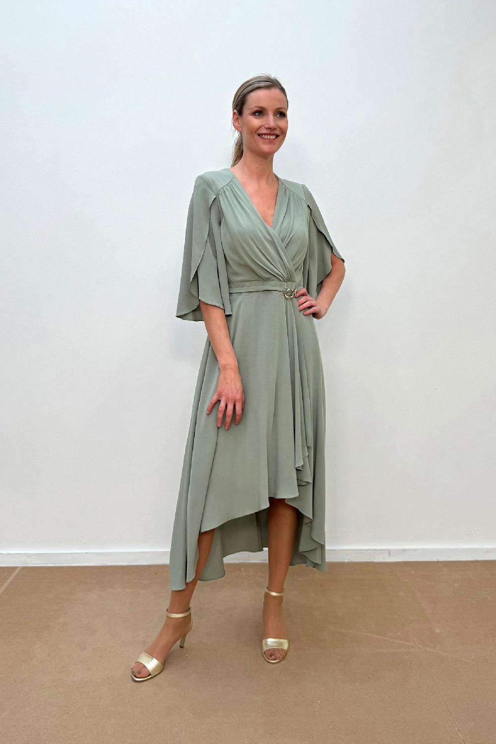 linea raffaelli Saige green wrap dress