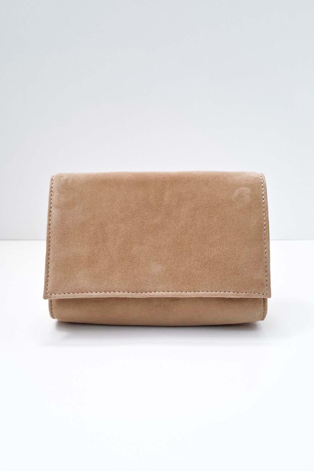 linea raffaelli Sand brown suéde foldover clutch