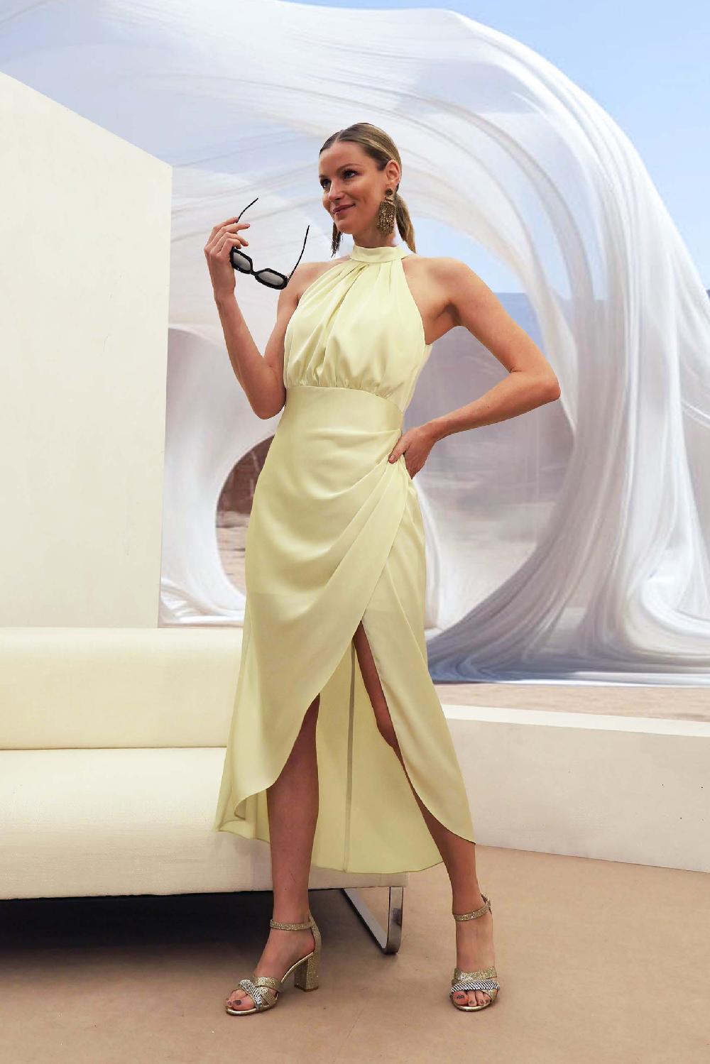 linea raffaelli Soft yellow halter dress