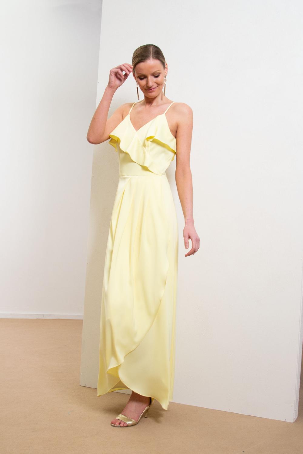 linea raffaelli Soft yellow maxi dress