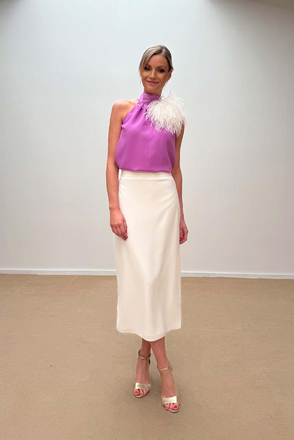 linea raffaelli Violet top & white skirt