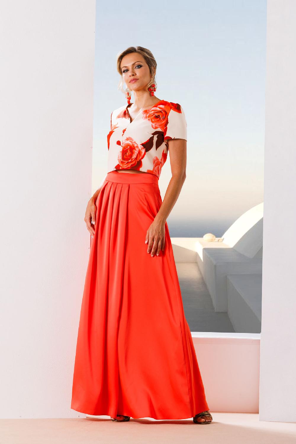 linea raffaelli White & coral long combi