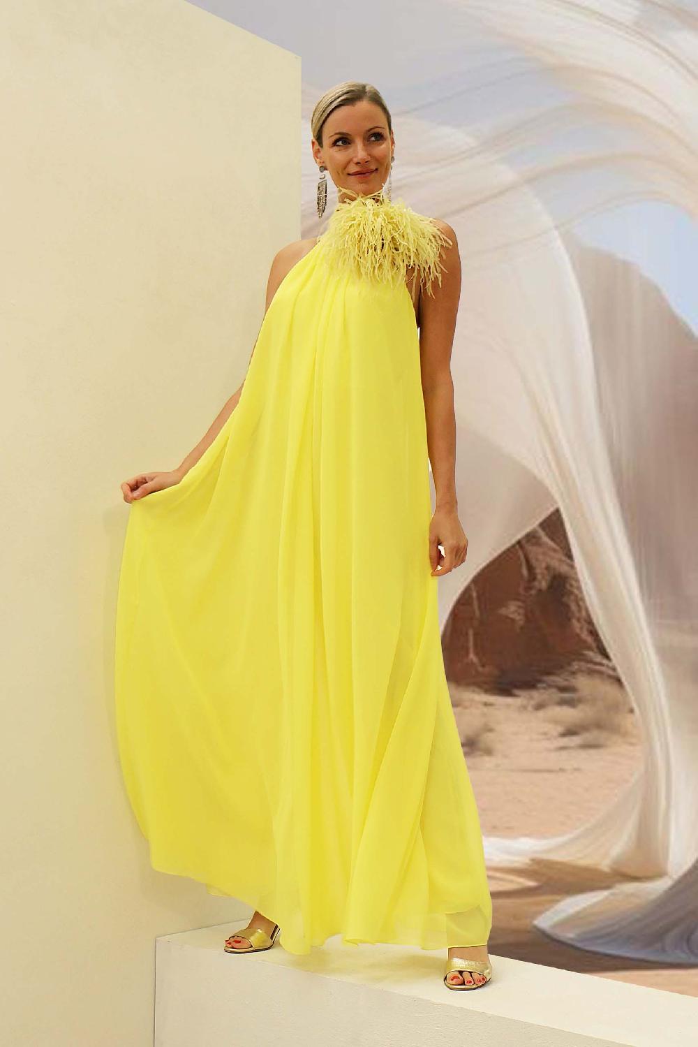 linea raffaelli Yellow chiffon jumpsuit