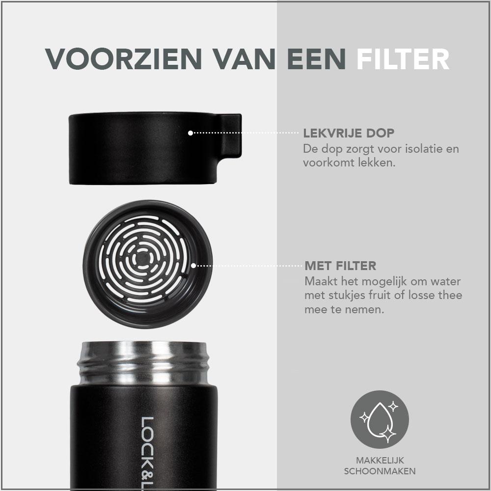 Lock & Lock Knob Tumbler HOT&COOL Thermosfles 400 Ml – Zwart