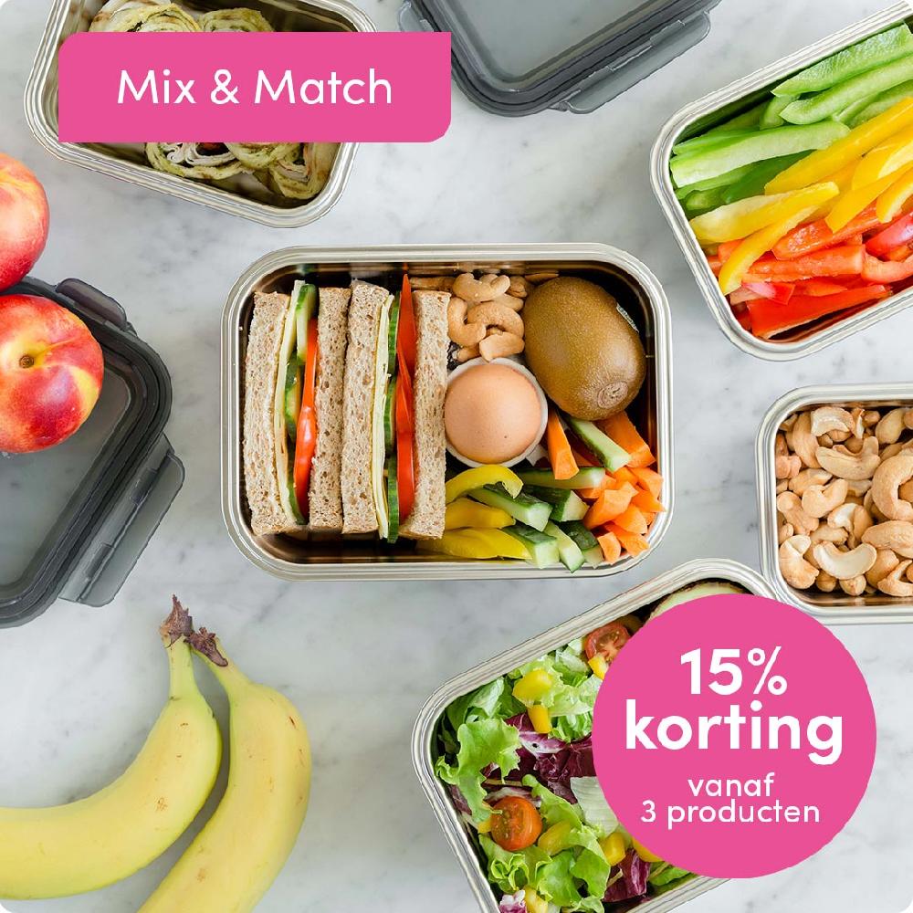 lock & lock MIX & MATCH | RVS lunchboxen en snackdoosjes