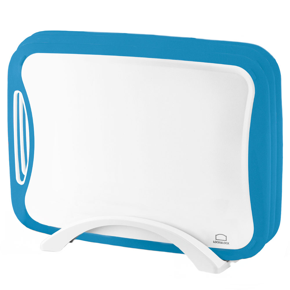lock & lock Snijplankenset met houder – Large – Blauw