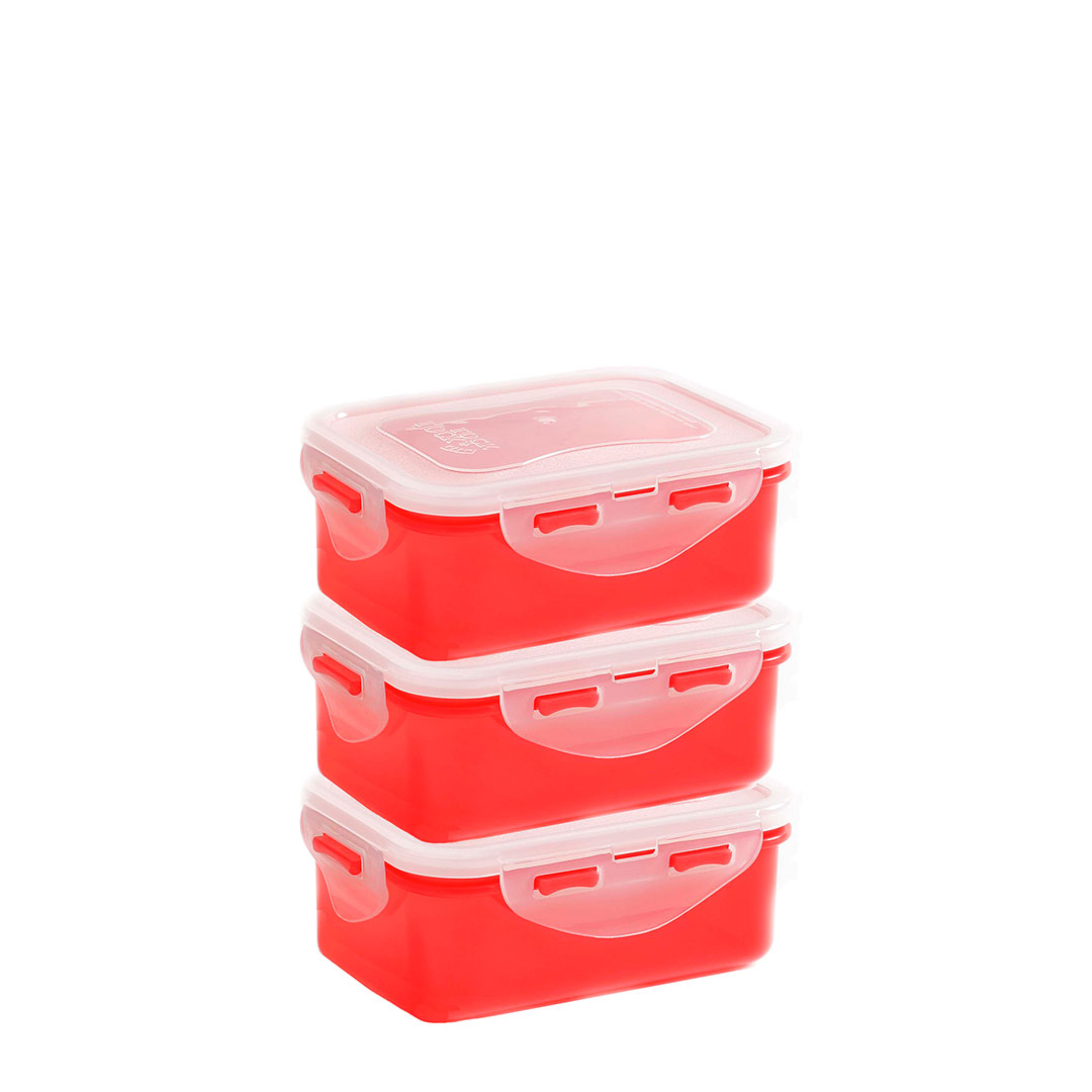 lock & lock Vershouddozen 350 ml rood set 3-delig