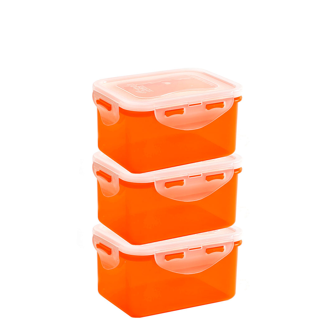 lock & lock Vershouddozen 470 ml oranje set 3-delig