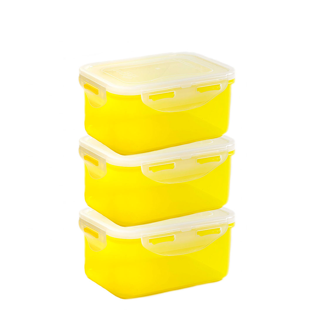 lock & lock Vershouddozen 600 ml geel set 3-delig