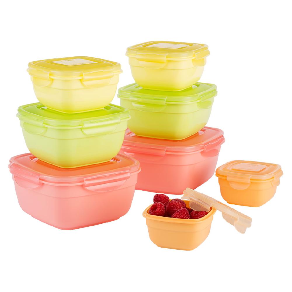 lock & lock Set stapelbare vershouddozen 8-delig Soft Multicolor