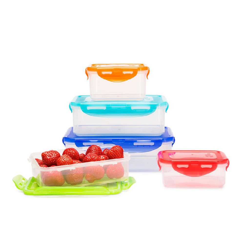 lock & lock Set vershouddozen 5-delig gekleurde deksel