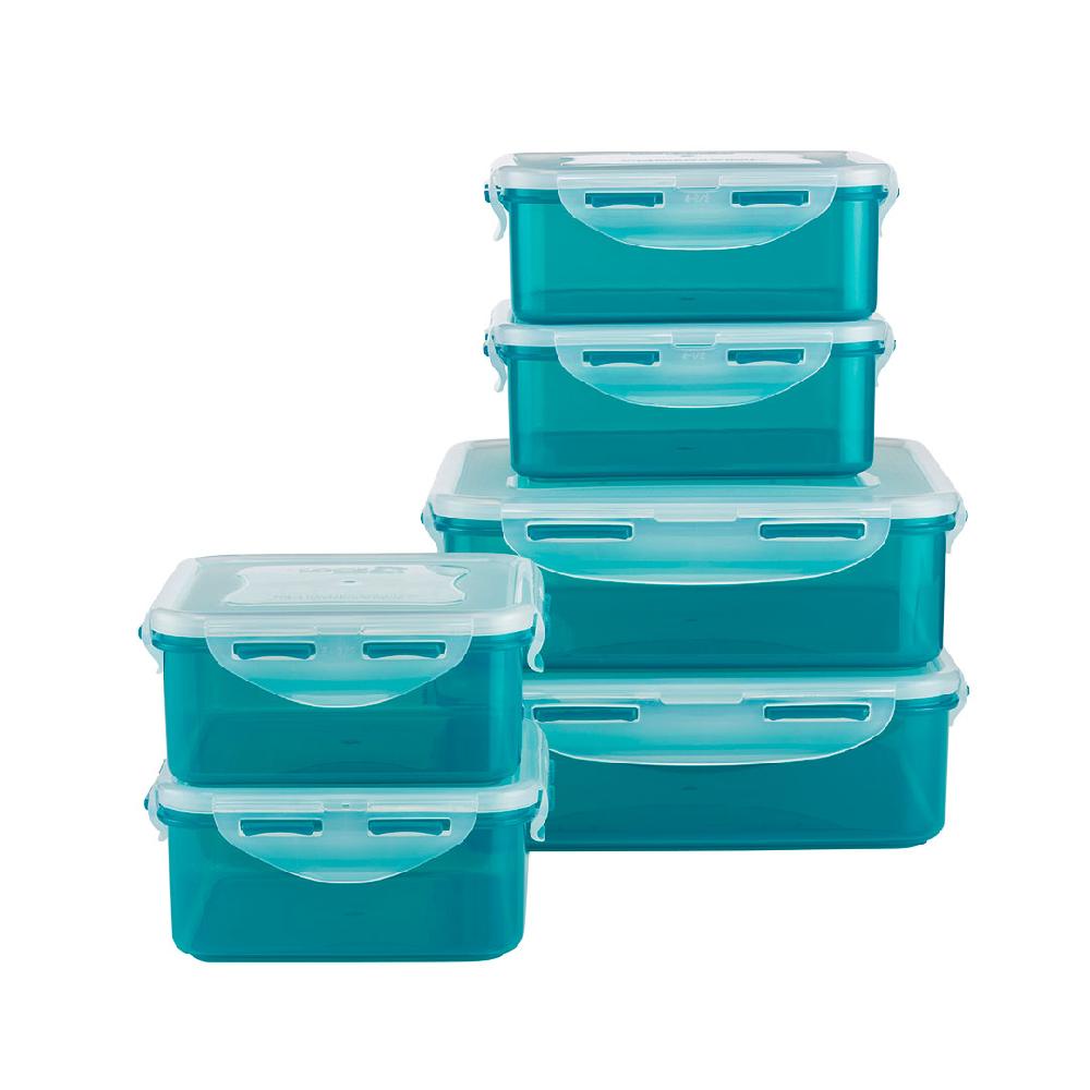 Lock & Lock Set Vershouddozen 6-delig Vierkant In Capri Blue