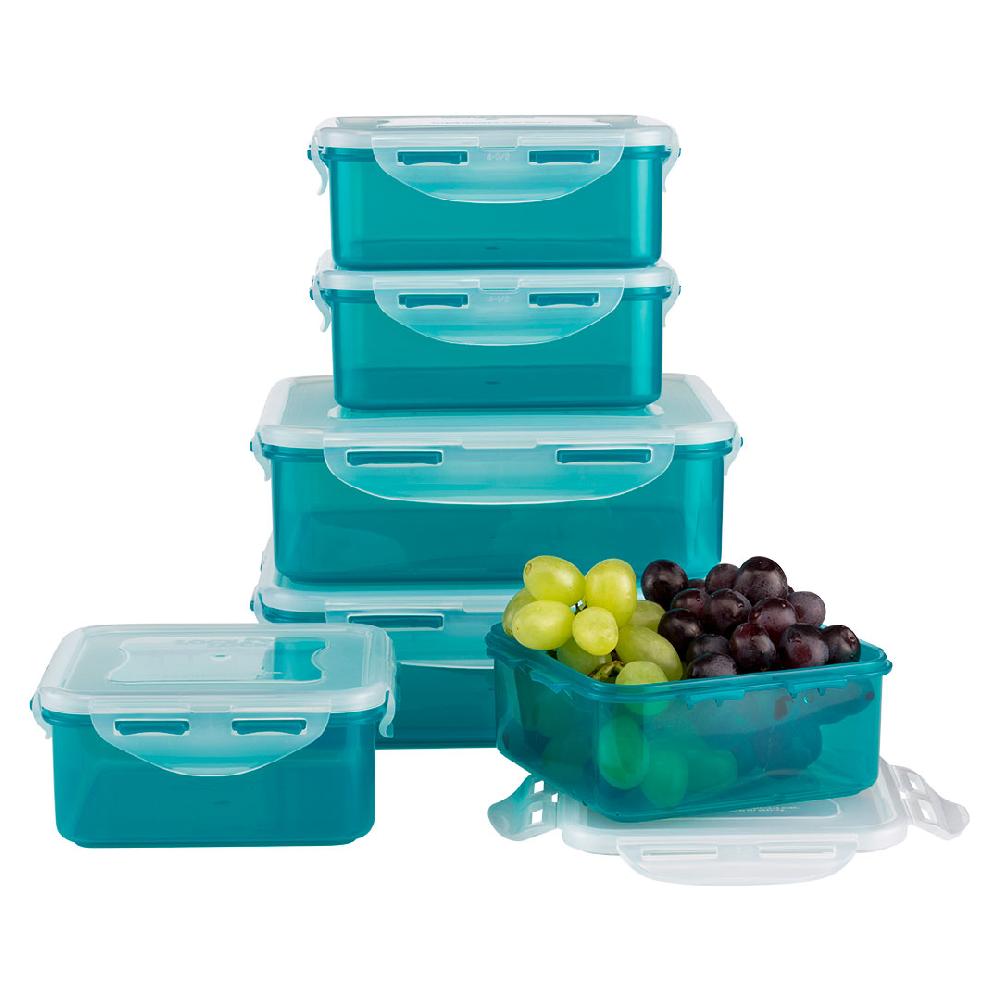 lock & lock Set vershouddozen 6-delig vierkant in Capri Blue