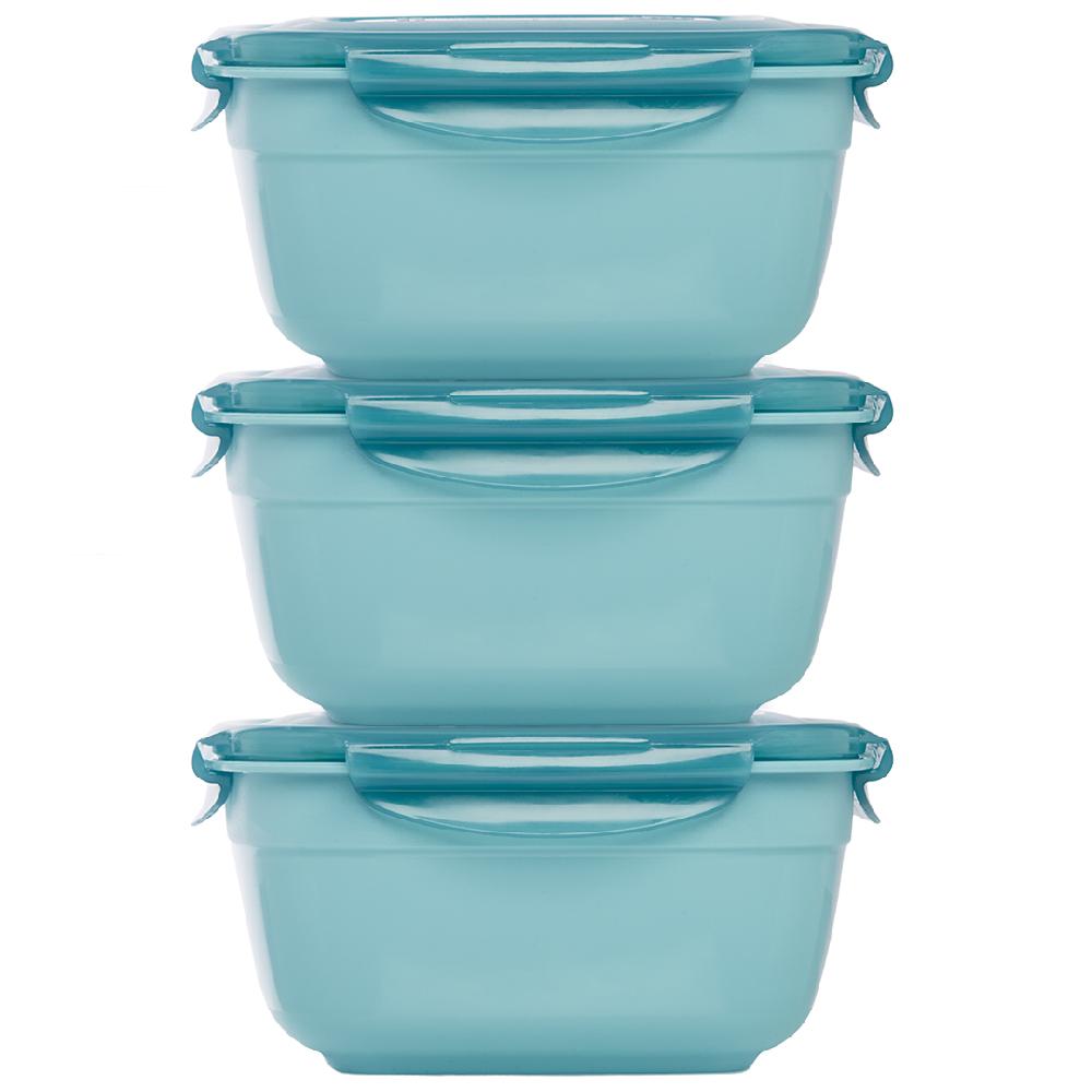 lock & lock Stapelbare vershouddozen 1600 ml blauw set 3-delig