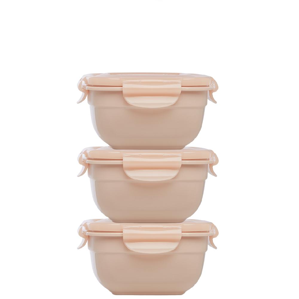 lock & lock Stapelbare vershouddozen 520 ml oudroze set 3-delig