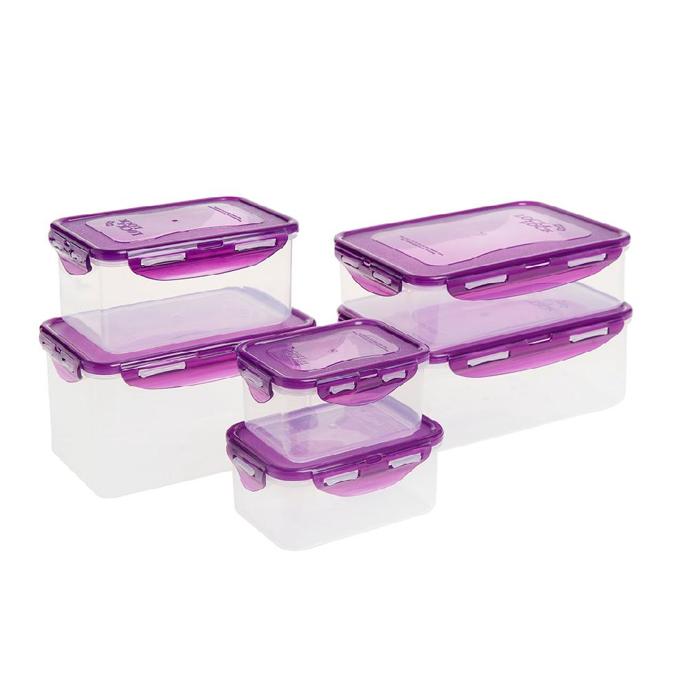 lock & lock Vershouddozen voordeelset paarse deksel 6-delig