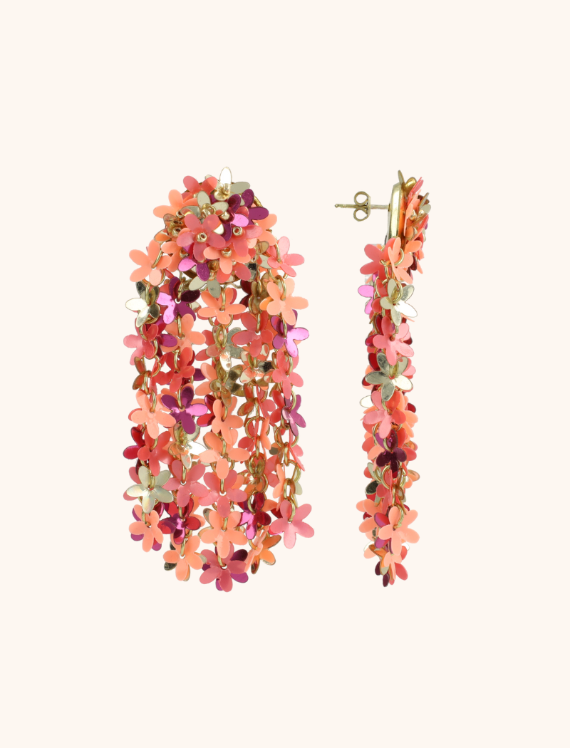 lott. gioielli Abrikoos Fuchsia Sequin Flower Rain Oorbellen