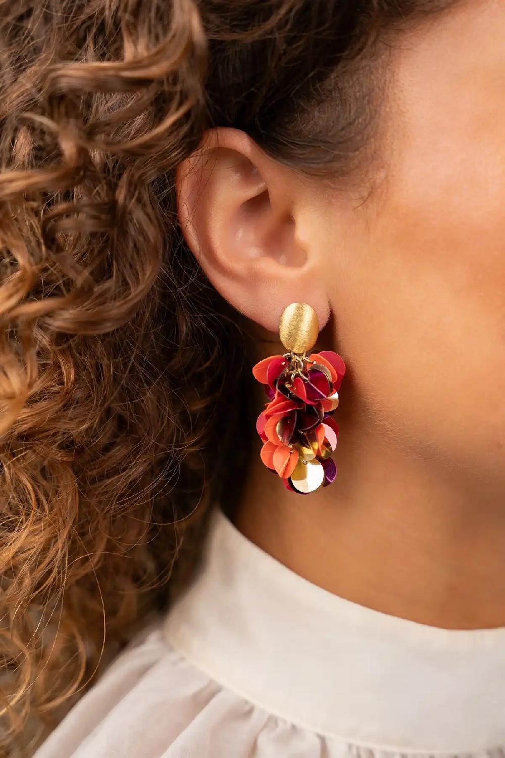 Lott. Gioielli Abrikoos Fuchsia Sequin Snake Oorbellen M