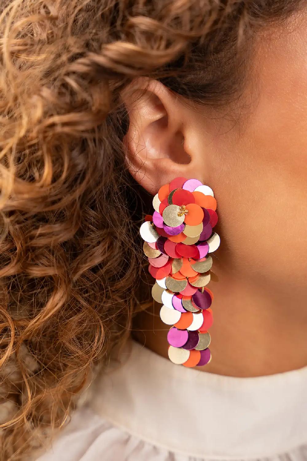 Lott. Gioielli Abrikoos Fuchsia Sequin Waterfall Oorbellen L