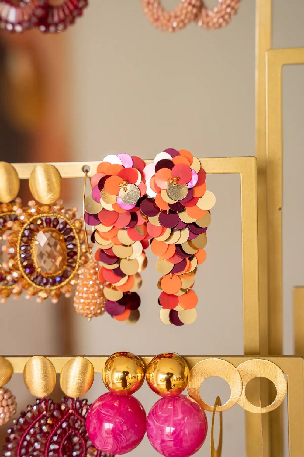 Lott. Gioielli Abrikoos Fuchsia Sequin Waterfall Oorbellen L