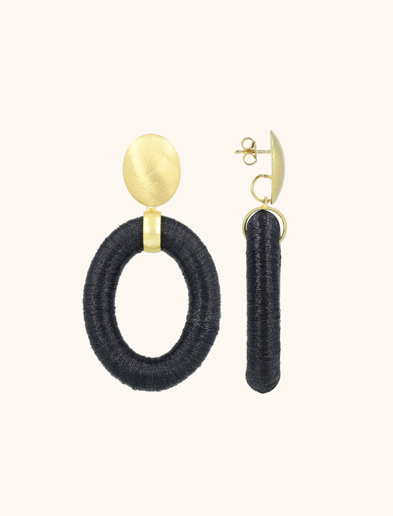 lott. gioielli Antracite Grey Oorbellen Faye Ovaal L