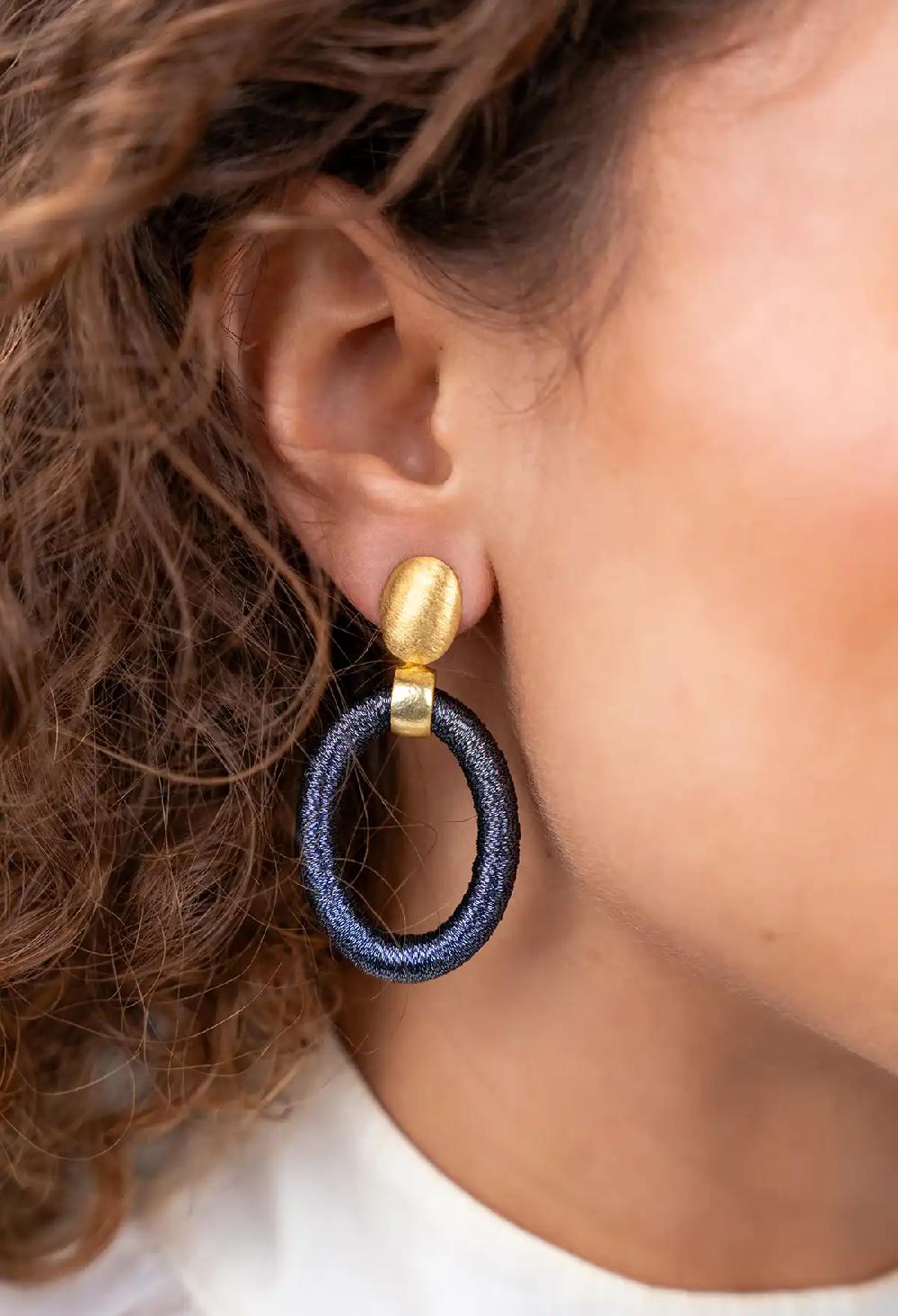 Lott. Gioielli Antracite Grey Oorbellen Faye Ovaal S