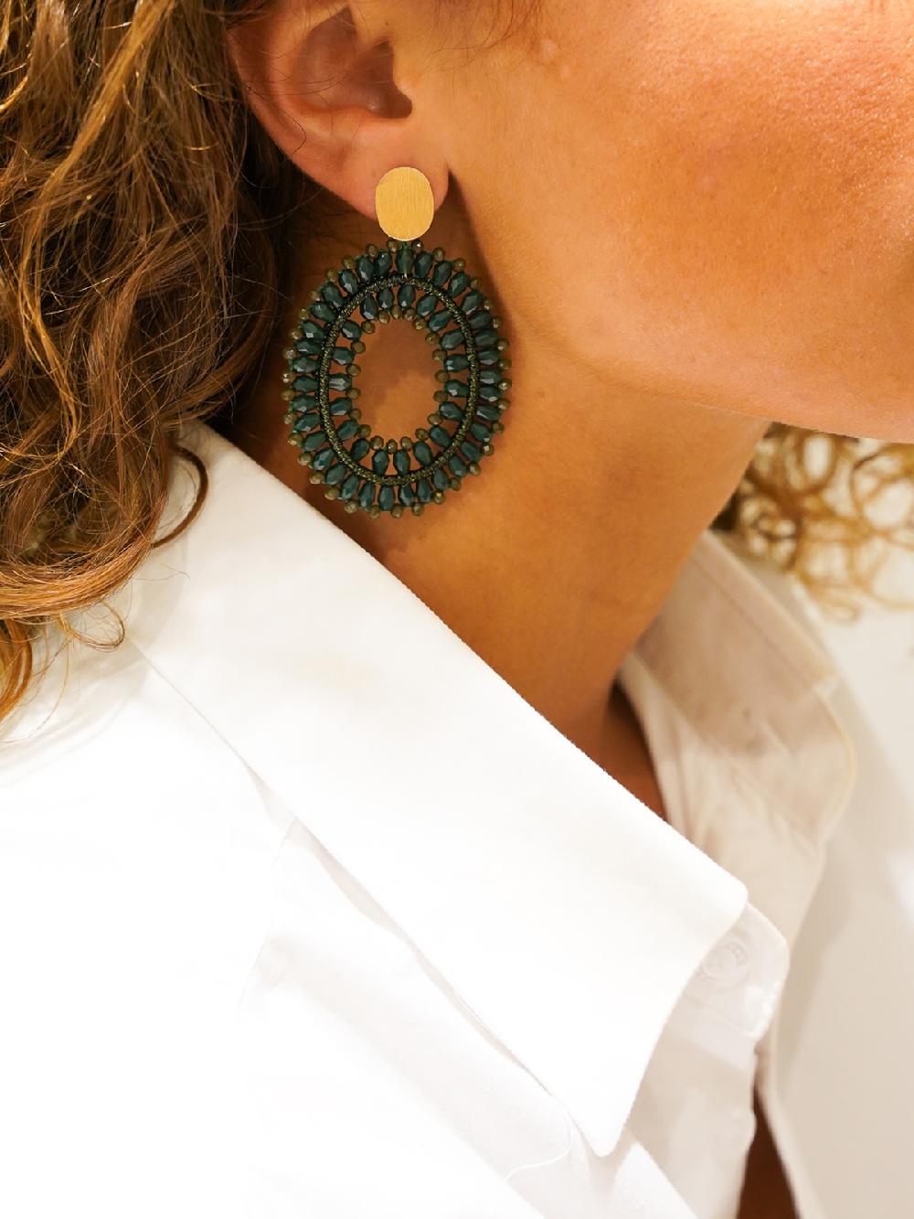 Lott. Gioielli Army Groene Oorbellen Noa Silk Double Stones