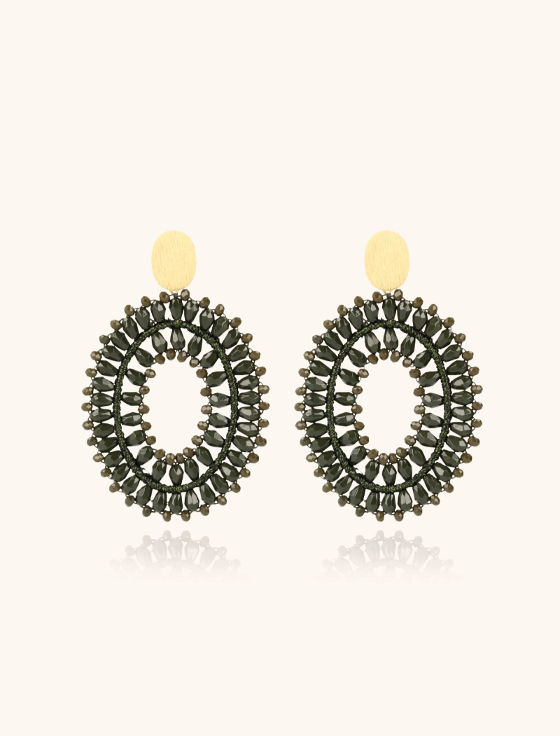 Lott. Gioielli Army Groene Oorbellen Noa Silk Double Stones