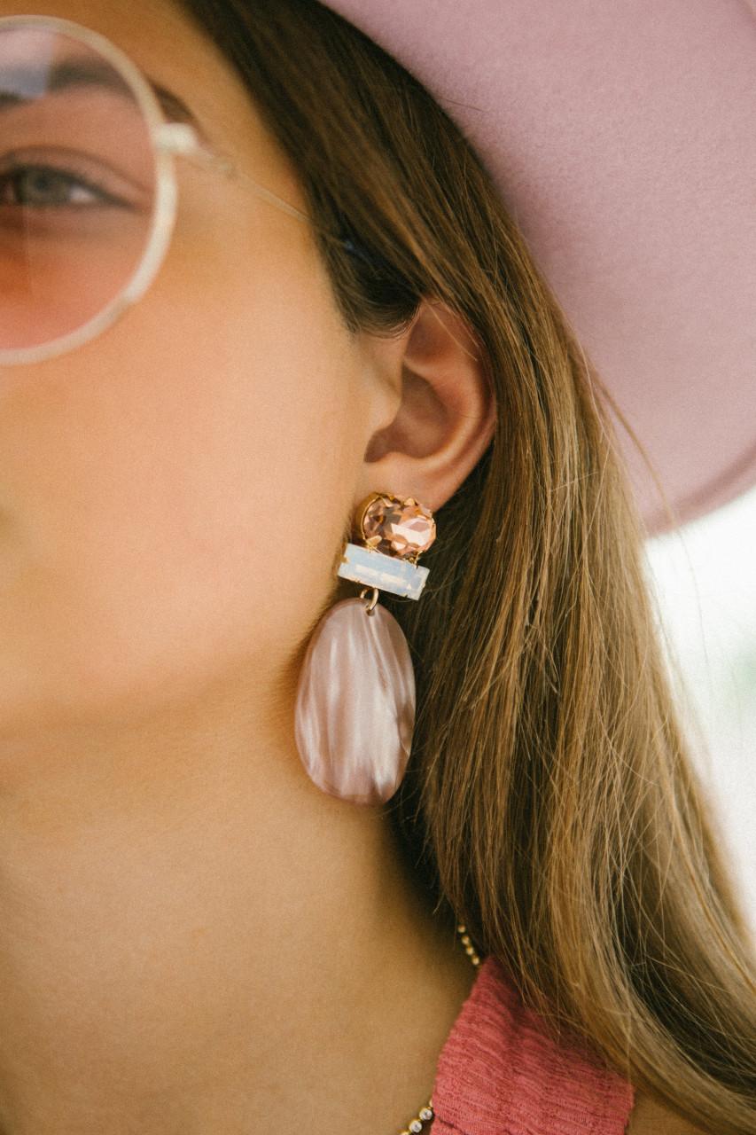 Lott. Gioielli Aurora Nude Parel Oorbellen Oval L Strass