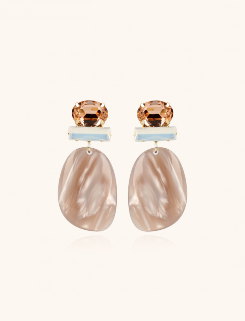 lott. gioielli Aurora Nude Parel Oorbellen Oval L Strass