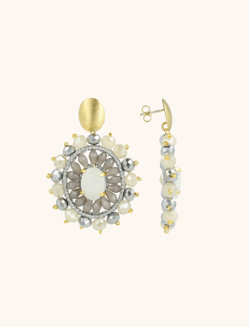 lott. gioielli Beige Nude Oorbellen Roxx Tigereye Ovaal S