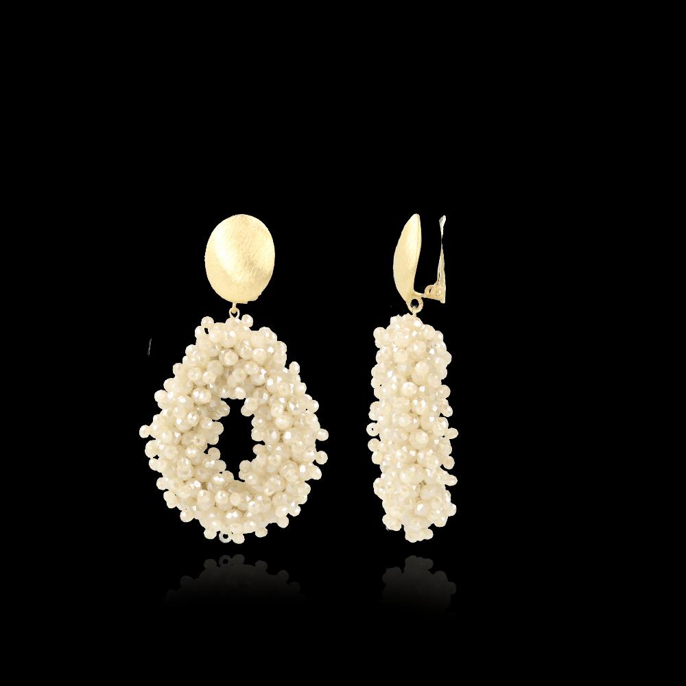 lott. gioielli Beige Oorbellen Clip Louise Glassberry Druppel L Double Stones Tonal