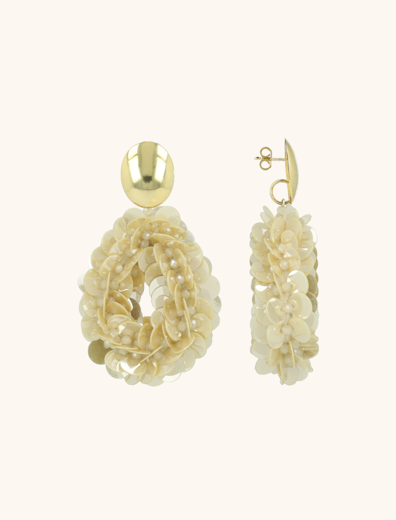 lott. gioielli Beige Oorbellen Fenna Big Sequins Drop L