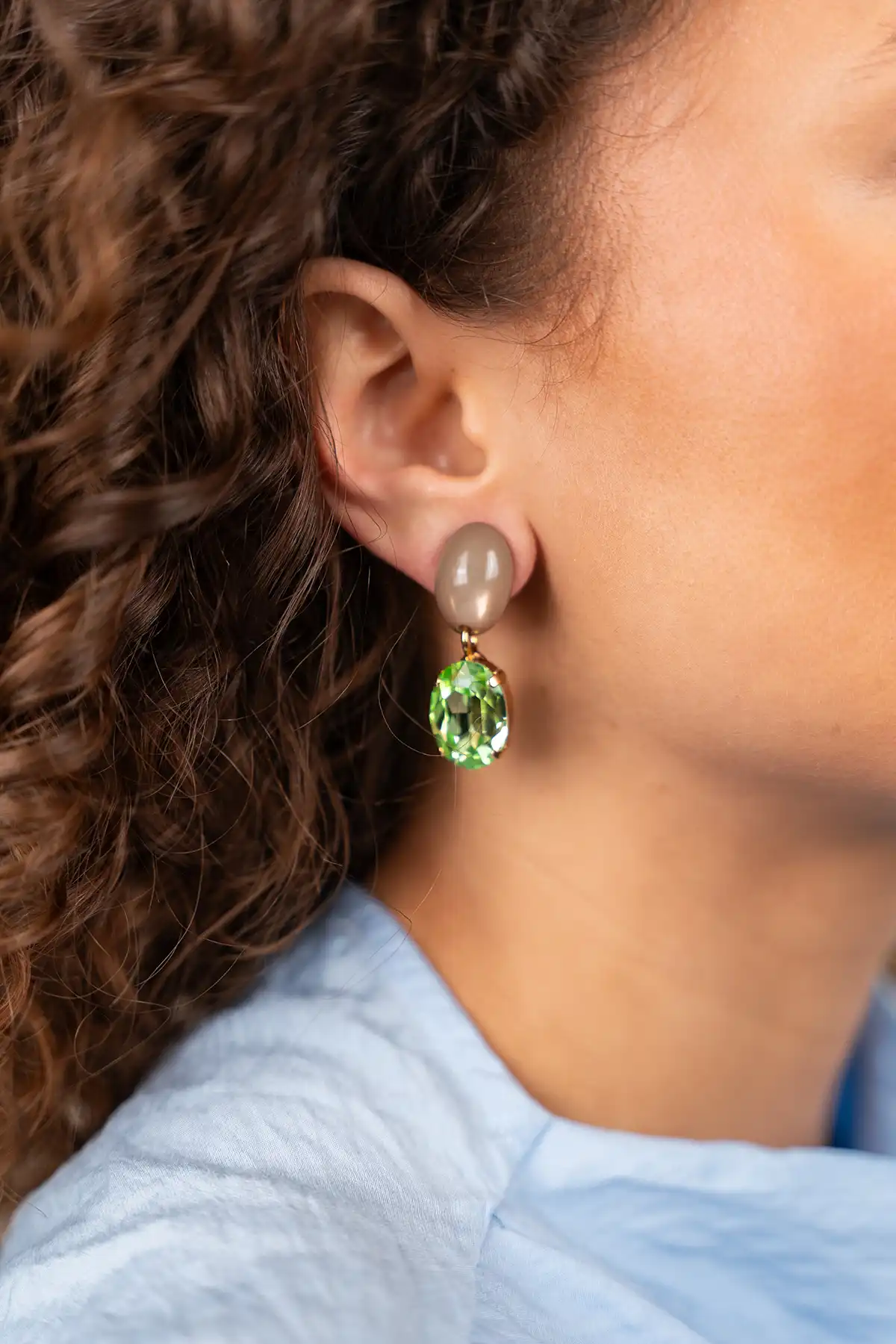 Lott. Gioielli Beige Oorbellen Indy Oval Strass Pendant M