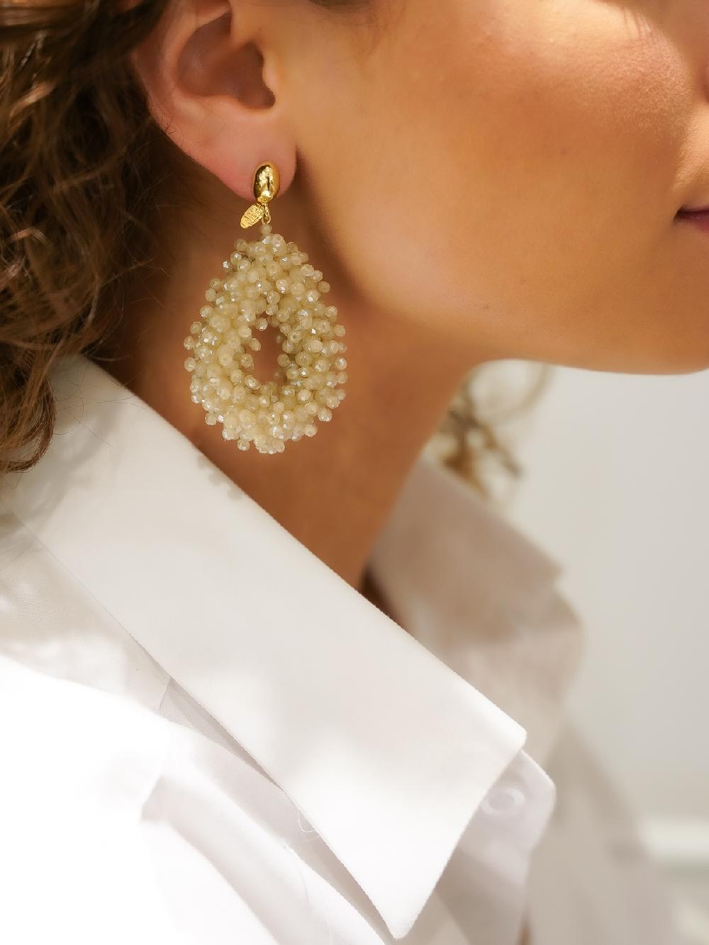 Lott. Gioielli Beige Oorbellen Louise Double Stones Drop L