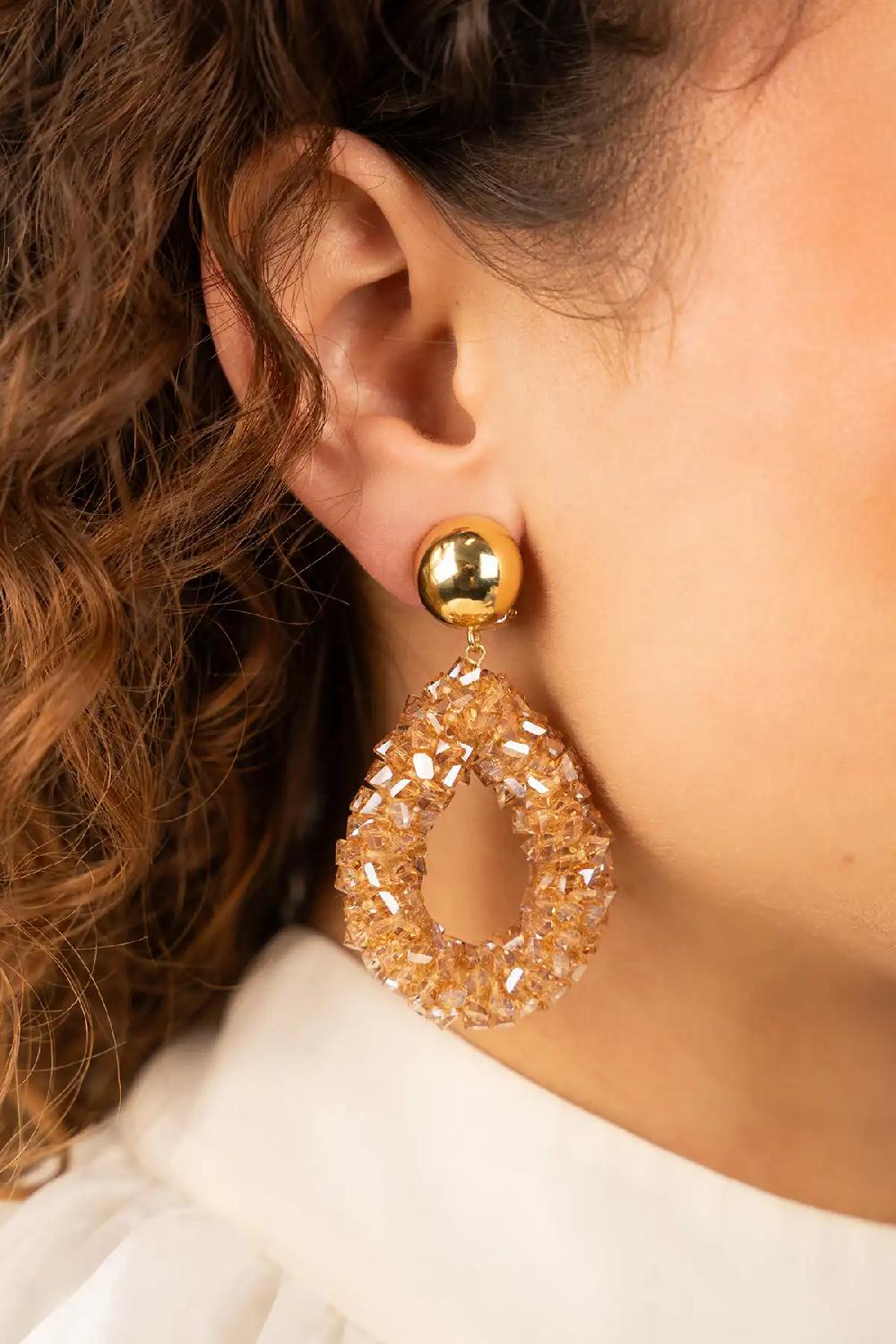 Lott. Gioielli Beige Oorbellen Marieke Drop L Raw Clip